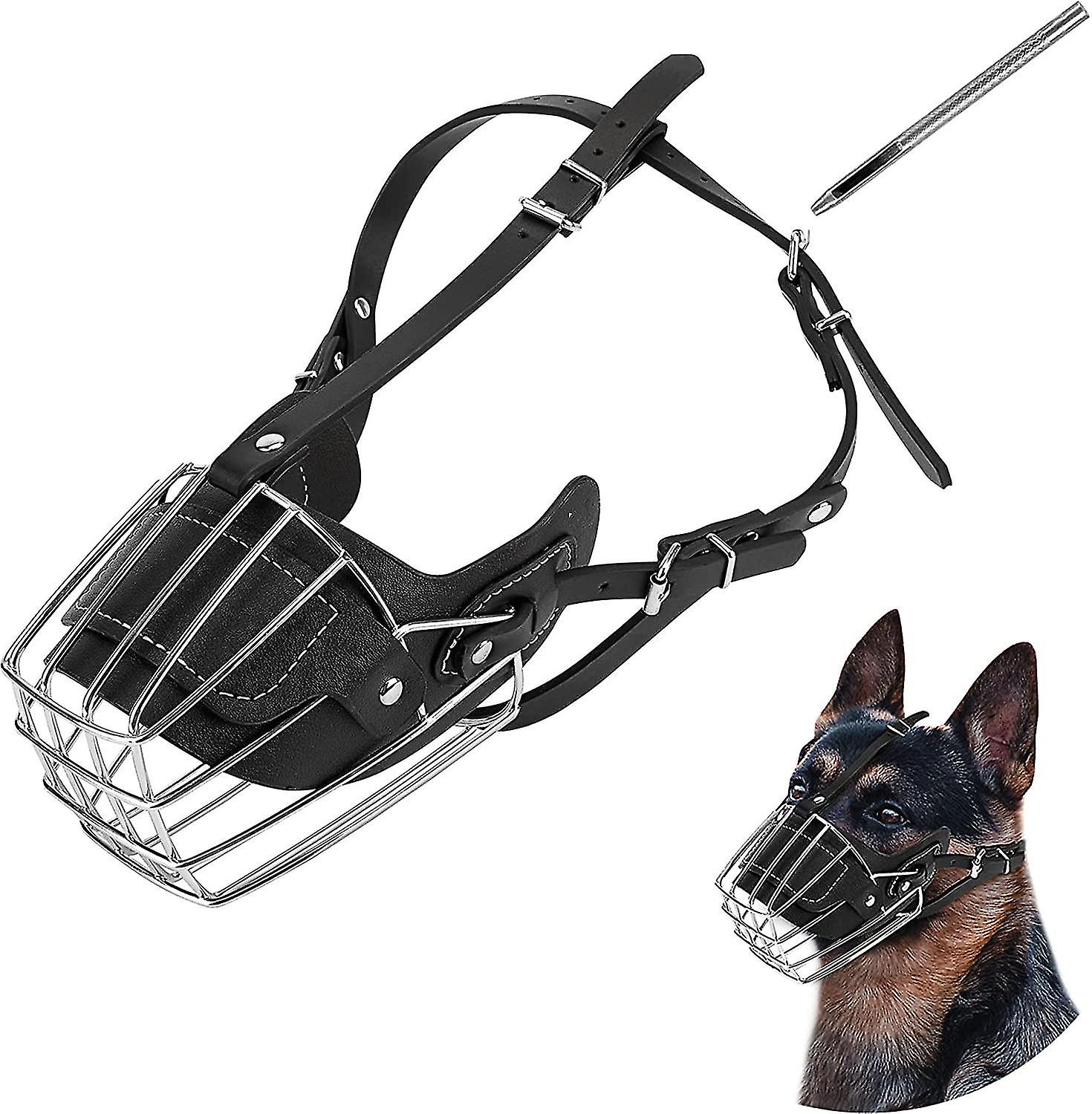 Wire Dog Muzzle German Shepherd for Medium Large Dogs Adjustable Durable Metal Basket for Biting Chewing Barking