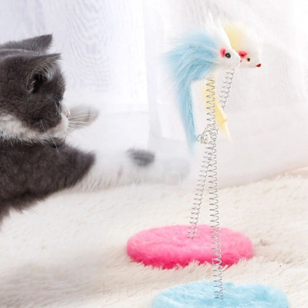 Cat Toy Mouse Spring with Scratcher